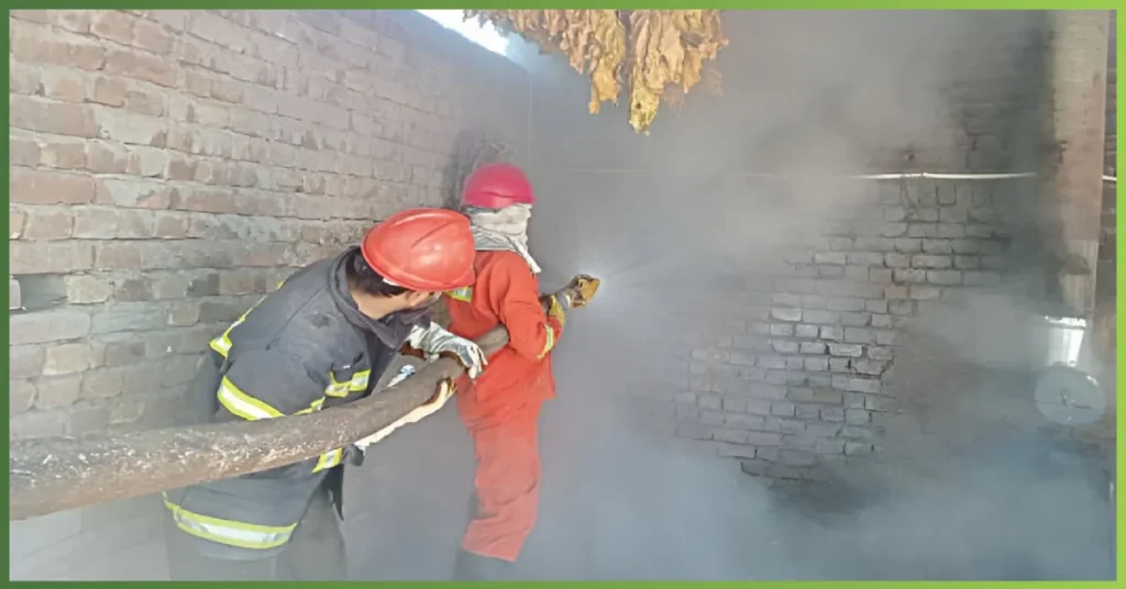 Fire at Tobacco Warehouse in Swabi