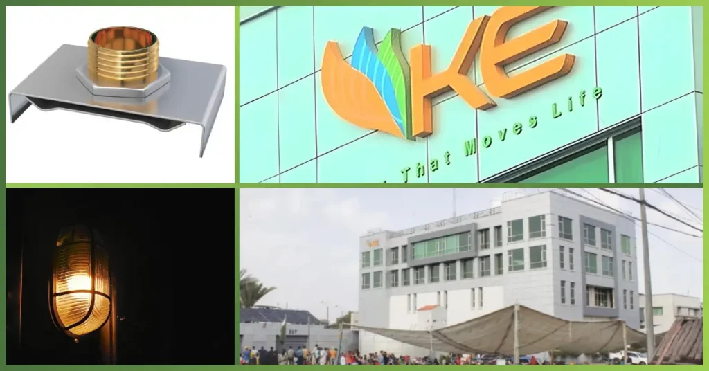 Green Tech industrial lighting project at KE Old Golimar Grid, showcasing specialized trench lighting fixtures and site installation for K-Electric.