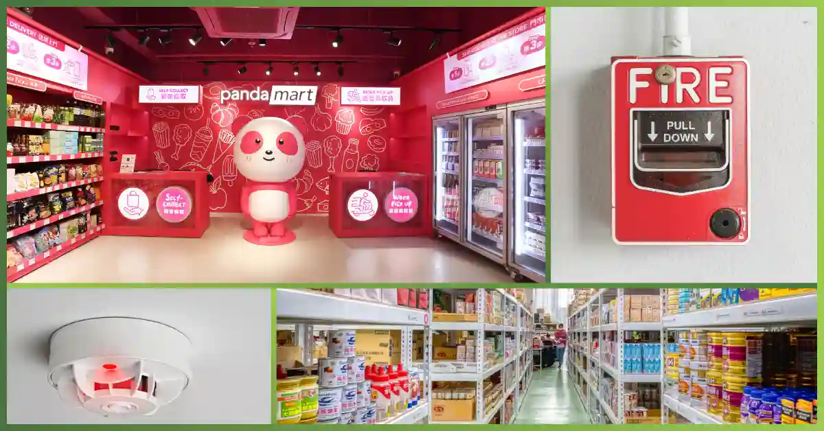 A high-quality shot of fire safety equipment and monitoring panels, showcasing the Fire alarm system at Food Panda warehouse project successfully implemented by Greentech Solutions.